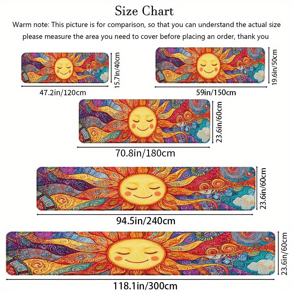 1Pcs Bohemian Sun Totem Runner Mat Vibrant Mandala Design with Multicolor Boho Patterns Washable Washable Area Mat for Kitchen Hallway Living Room