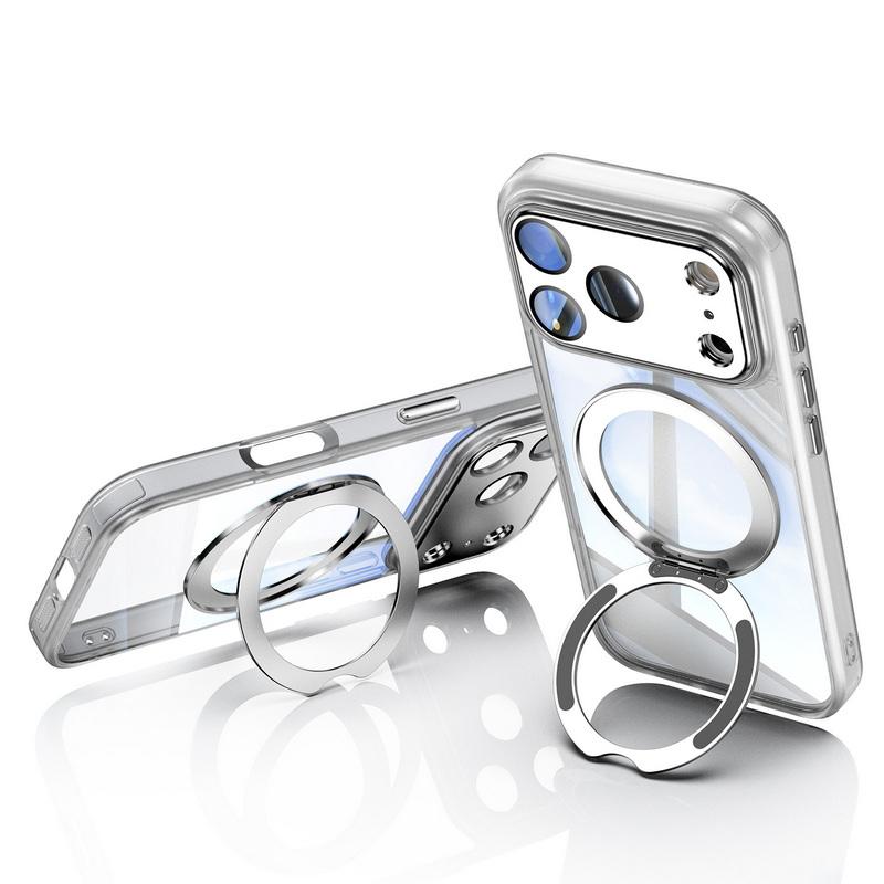 Magnetic Ring Stand Cover Case For iPhone 17 Pro Max 16 15 14 13 12 Pro Max Luxury Lens Protector Film Hybrid TPU+PC Clear Back Phone Holder Cover