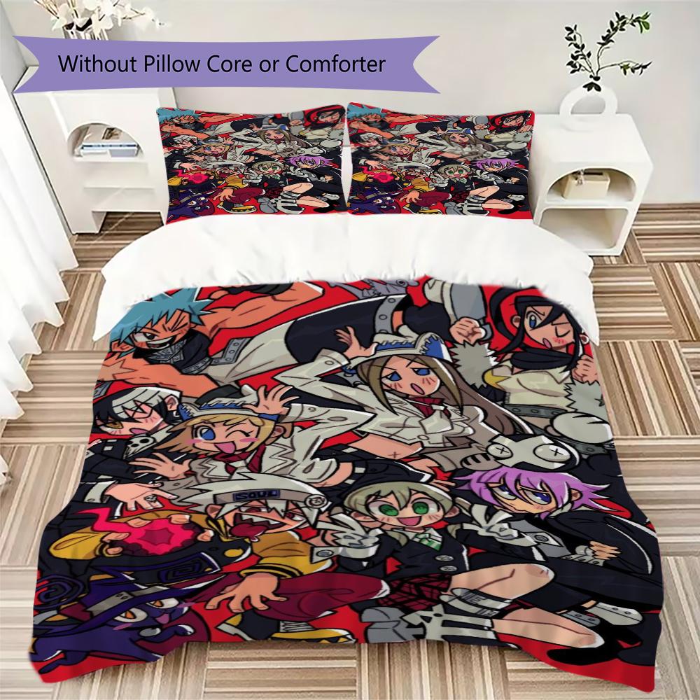 Soul Eater Pattern Bedding uilt Set uilt Cover Pillowcase Home Decoration Birthday Gift (1 * duvet cover + 2 * pillowcase without core)172