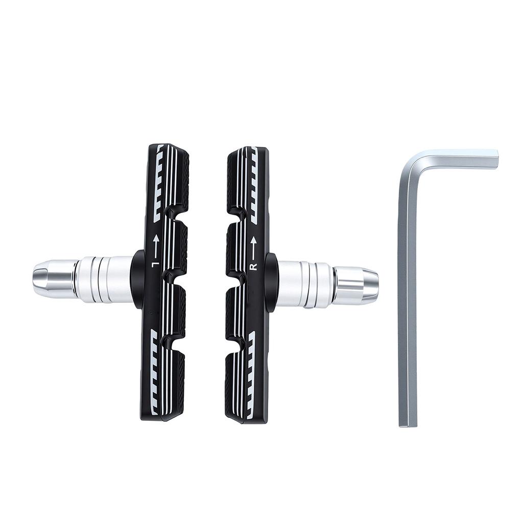 2PCS Bike Brake Pads Rubber 70mm Mountain Bike V Brake Blocks Shoes with Wrench for Cycling Maintenance Black