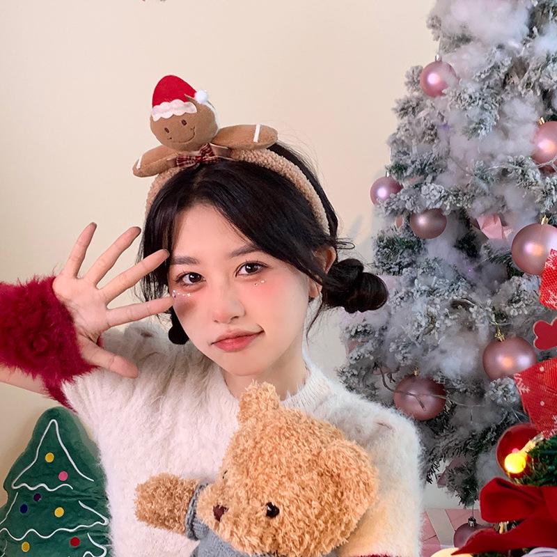 

Christmas Gingerbread Man Hair Accessories: Cute Plush Headband & BB Clip Set Standard