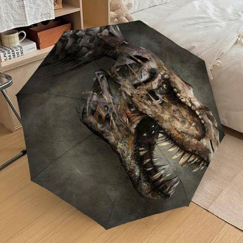 1PC Dinosaur Skull Pattern Small Travel Compact Windproof Umbrella, Automatic Folding Umbrella, Automatic Open/Close ,Gift-175