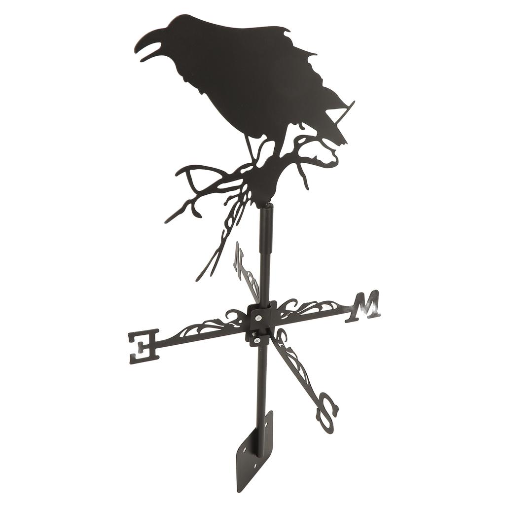 Garden Weathervane Iron Crow Ornament Wind Vane Decorative Weathercock for Outdoor Garden Farmhouse Decoration