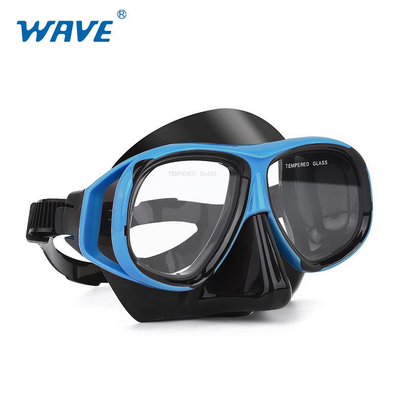 Wave Pro Snorkel Set: Silicone Dry Snorkel & Large Frame Prescription Diving Mask