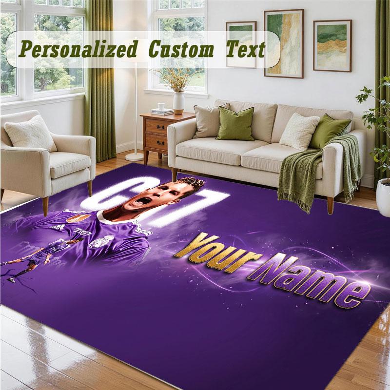 Crystal Velvet Square Rug Custom NameCristiano Ronaldo Pattern Non Slip Home Floor Decor Rug
