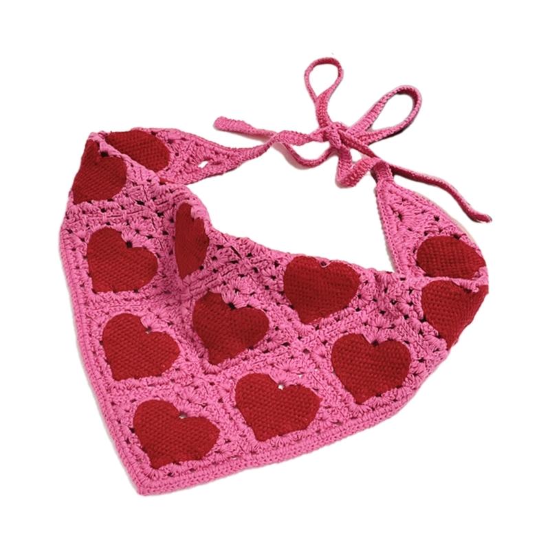 

Crochet Anti-uv Bandana Knitted Hair Kerchief Tie Back for Head Wrap Color Matching for Triangle Turban for Girls Photo 1