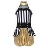 Costume Jumpsuit da Domatore di Circo per Bambina Senza Maniche Patchwork Vita Sovrapposta Romper Metallico