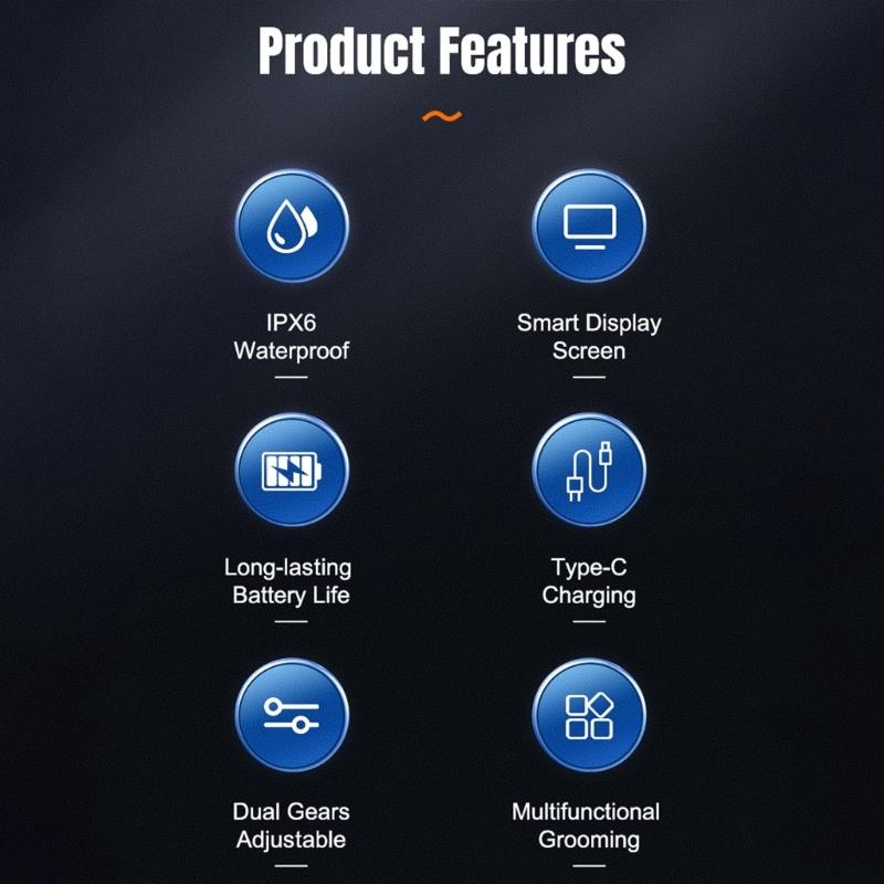 Efficient Men's Bald Head Electric Razors Digital Display Shaver Portable Beard Trimmer for Travel and Home Use