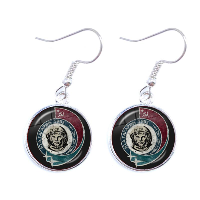 Soviet USSR Stalin Lenin Drop Earrings Classic Red Star Hammer Sickle Communism Emblem CCCP Glass Cabochon Ear Jewelry For Women