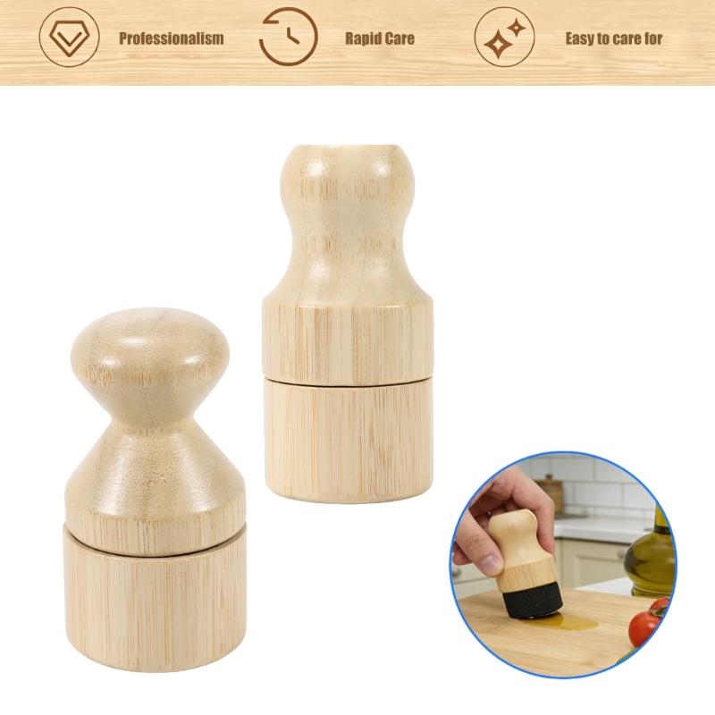 Sponge Cutting Board Wax Applicator With Wooden Base Oil Applicator For Kitchen Maintenances Cutting Board