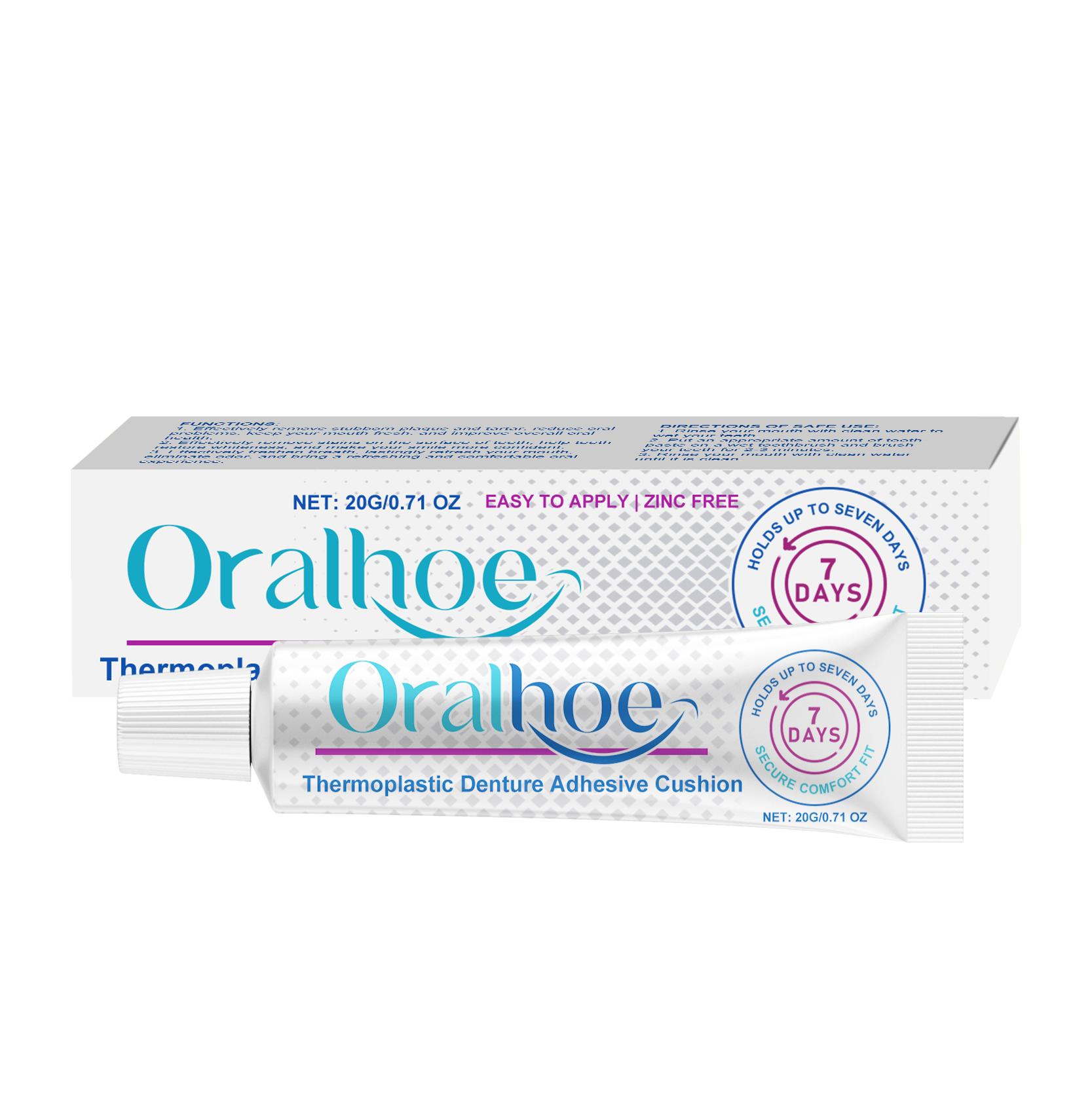 

Клей для зубных протезов Oralhoe - Клей для фиксации зубных протезов повышает комфорт и защищает десны. 20g