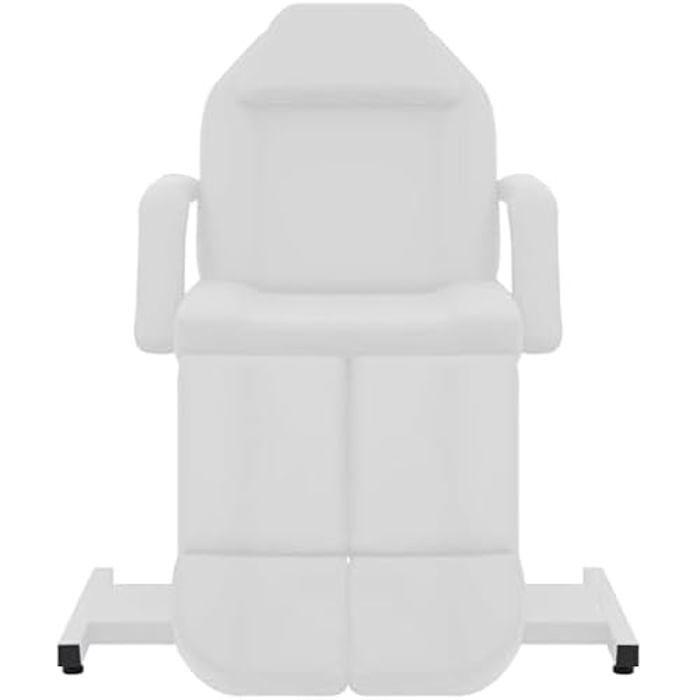 Chaise de Traitement de Beauté - VIDAXL - Inclinable - Similicuir Blanc - 360° Rotative - Réglable en Hauteur