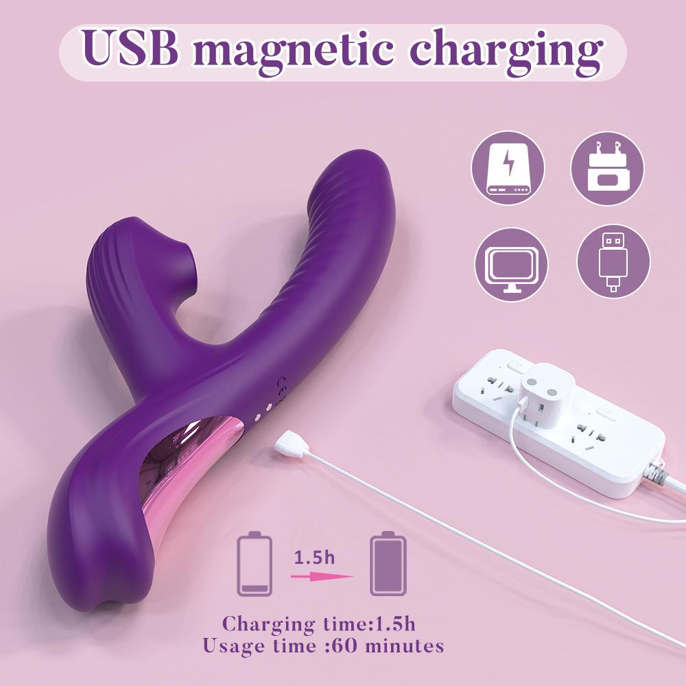 Sání vagíny Swinging Vibrátor 2 v 1 Stimulátor bodu G Dildo Vaginální masážní přístroj Klitorální přísavka Vakuum Sexuální hračka pro dospělé