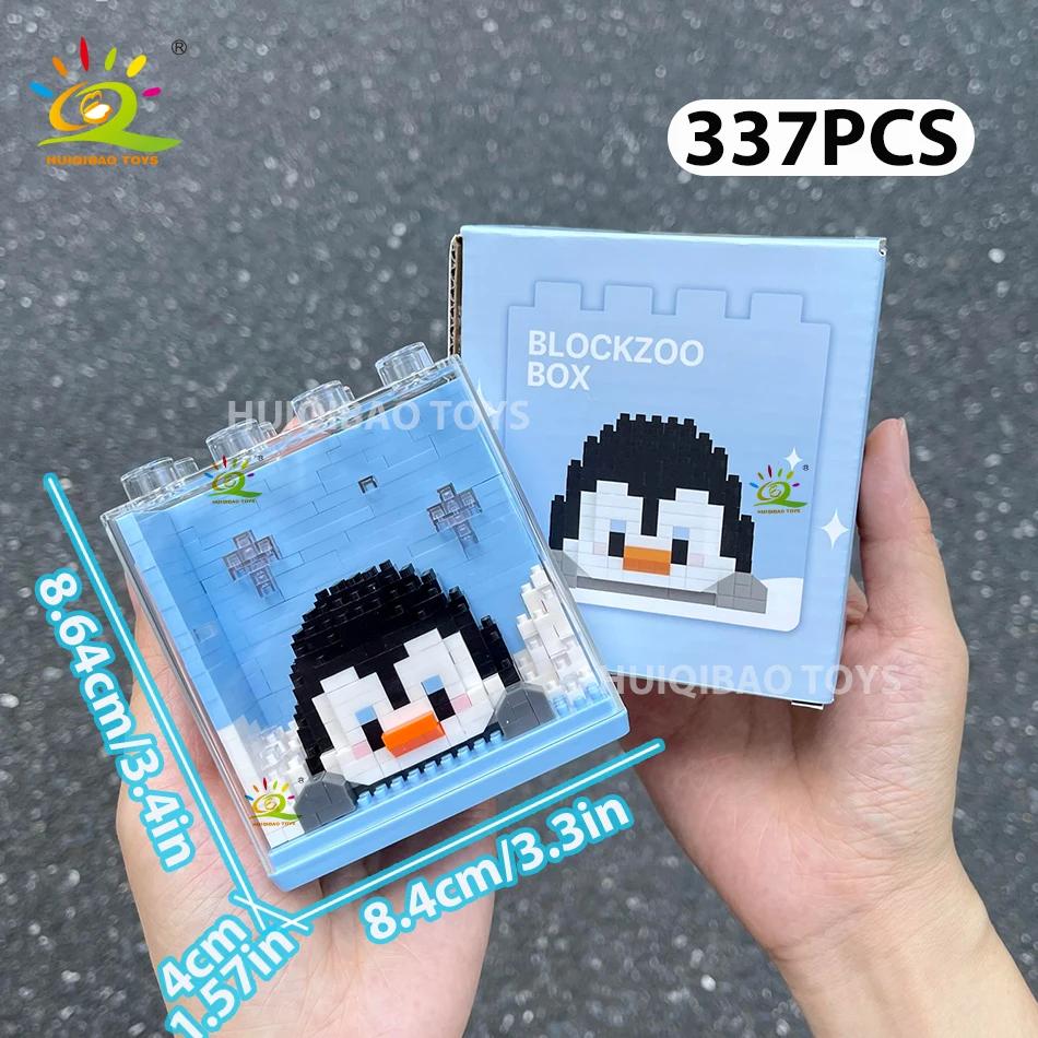 HUIQIBAO Dětský Mini Vánoční Stromeček Model Santa Clause Micro Kostky Stavebnice Město DIY ZOO Vitríny se Zvířaty Hračky Dárek