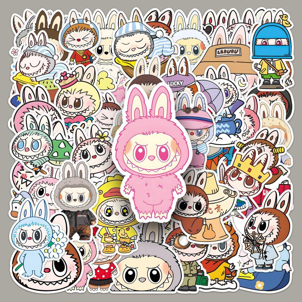 50 Cute Labubu Doll Stickers: Waterproof DIY Decor for Laptops & Water Bottles