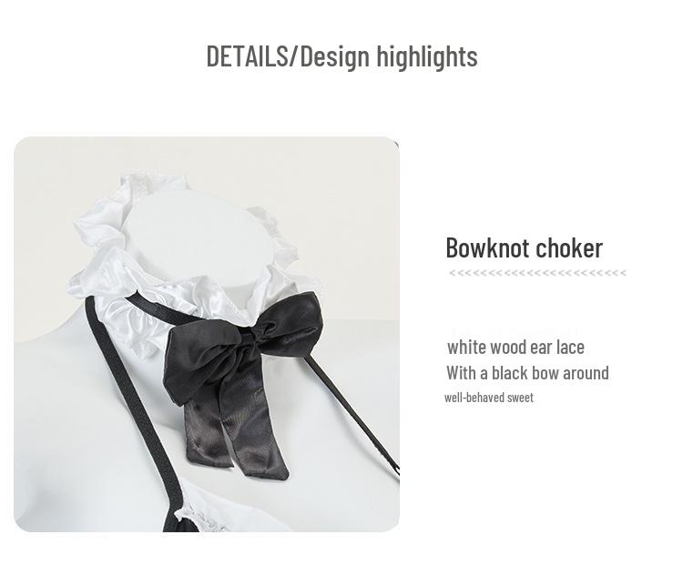 Night Listen Lingerie: Sexy See-Through Maid Role Play Set with Open Crotch, 3-Piece Women's Temptation Uniform