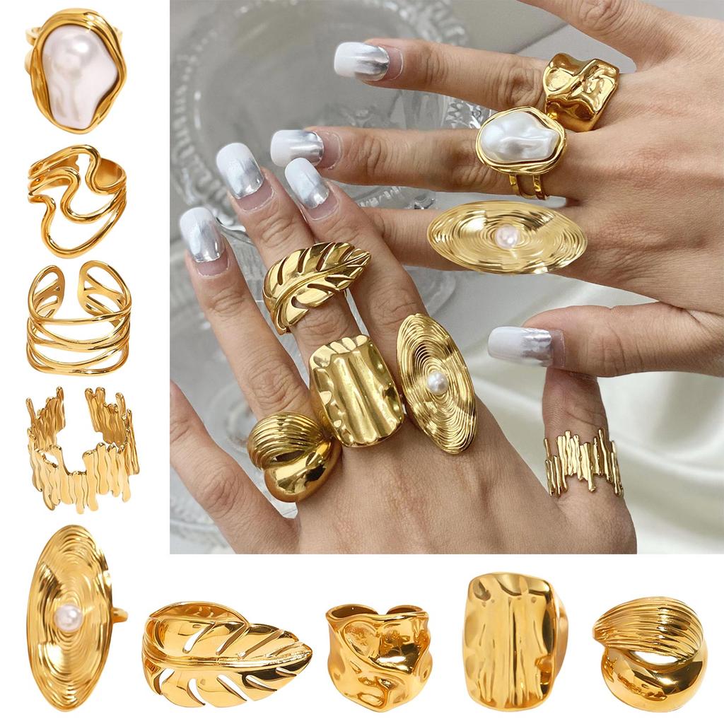 Fashionable Statement Rings Featuring Practical Stainless Steel and Stylish Crystals for Fashion Women Daily Use