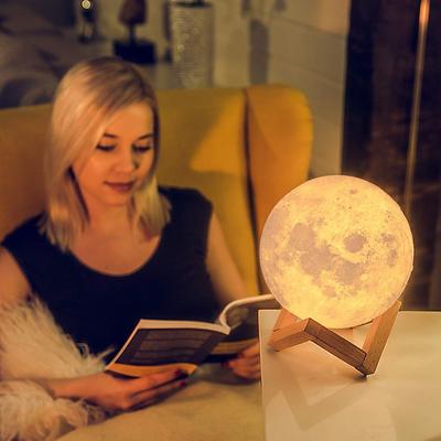 3D Moon Light Lamp 7 Multi Colors Changing Touch Sensor for Adult and Kids with Wooden Stand Moon Night Lamp for Decor Latest