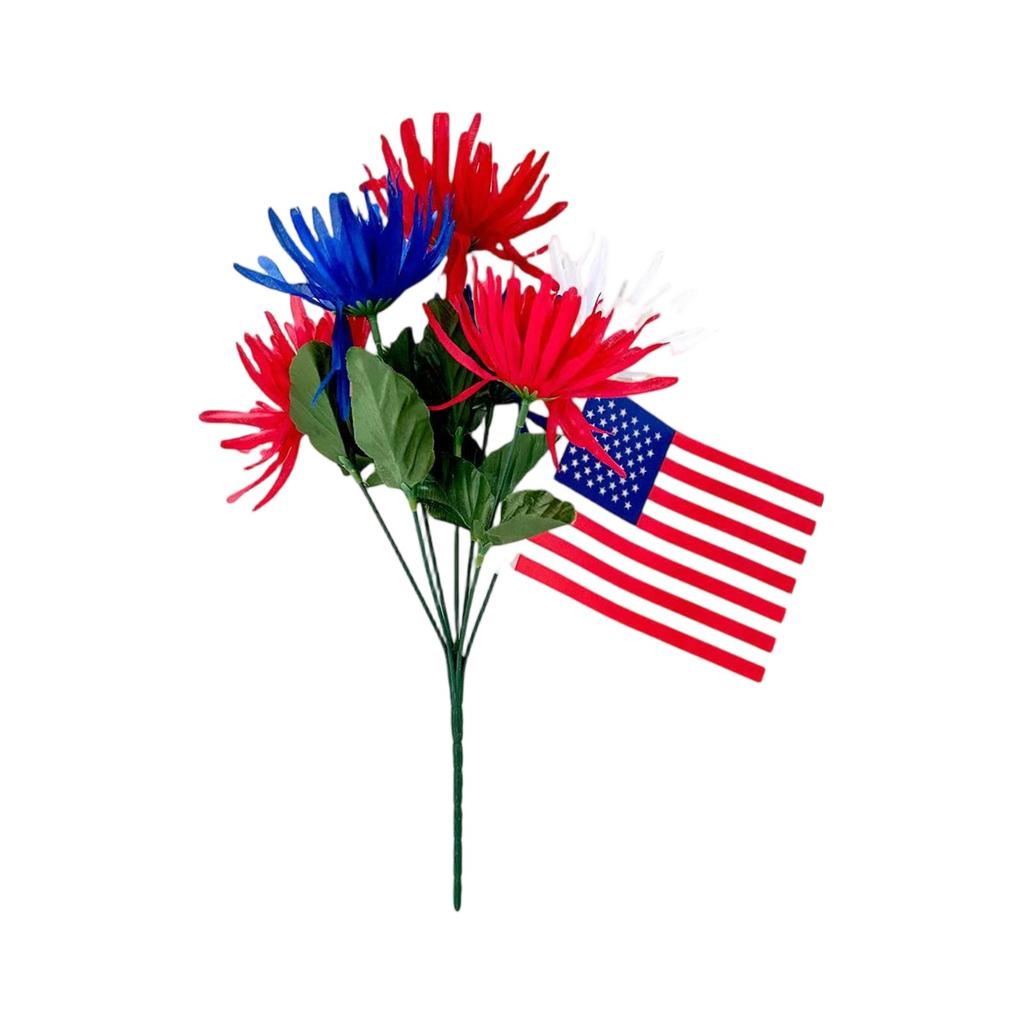 Tree Decoration Tricolor Artificial Flowers Patriotic Silk Rose Daisy And Decorative Independence Day