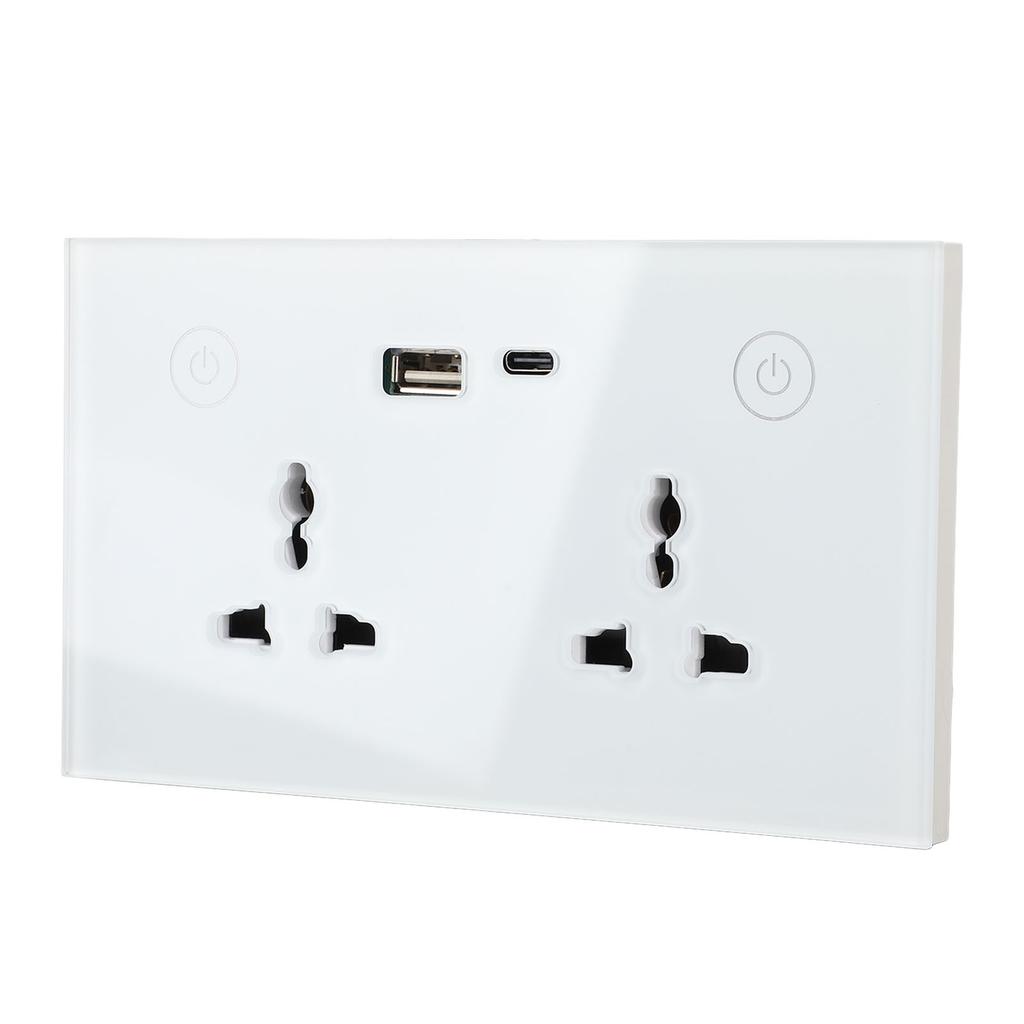 Smart Wall Outlet 2.4G WiFi Touch Light Switch Voice Control Smart Plug with USB and TYPE C Charger