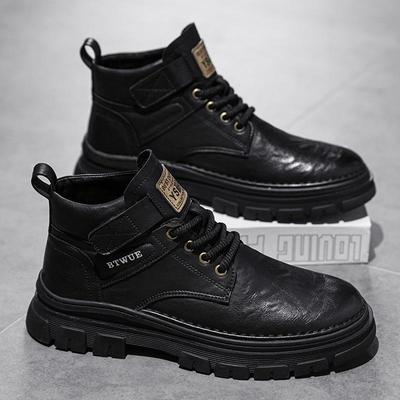 Men's Retro Microfiber Leather Martin Boots - Autumn/Winter Casual Outdoor Sports Short Boots with Thick Soles