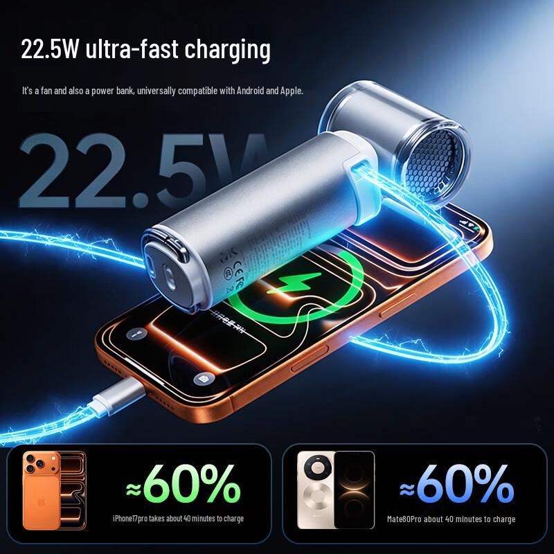 VENIDER 2026 Handheld Semiconductor Cooling Fan with 10000mAh Power Bank