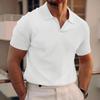 Polo da uomo a maniche corte con colletto a revers e trama a nido d'ape, scollo a V