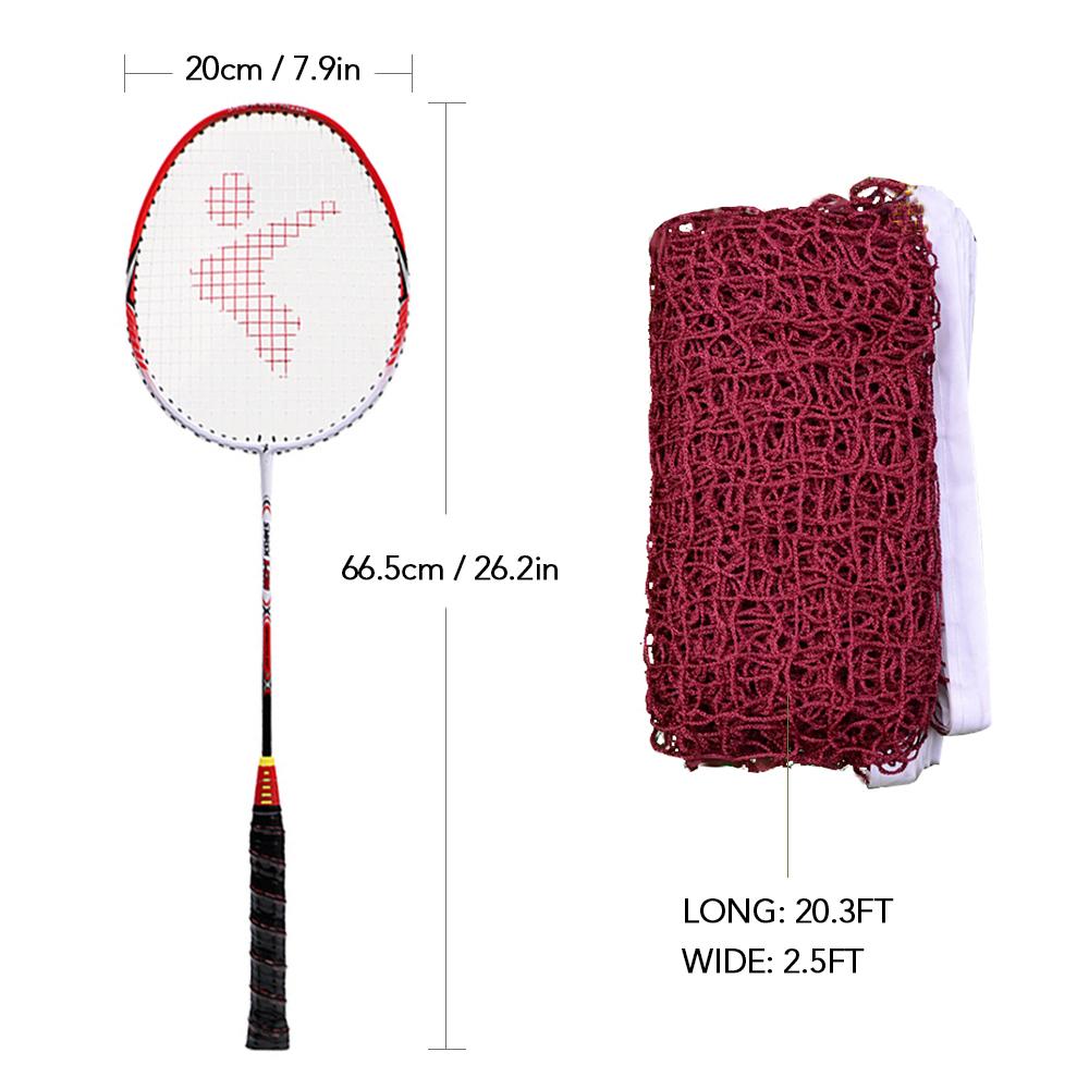 2 Player Badminton Racquets Set with 3 Shuttlecocks Carrying Bag and Badminton Net for Family