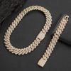 European & American 20mm Rhombus Cuban Link Zirconia Hip Hop Necklace & Bracelet for Men
