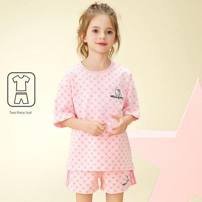 Hellokitty 2024 Summer New Girls' Printed Cartoon Comfortable Set