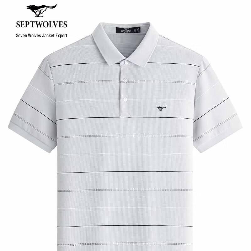 Men s Septwolves Waffle Stripe Breathable Polo Shirt XXXXL