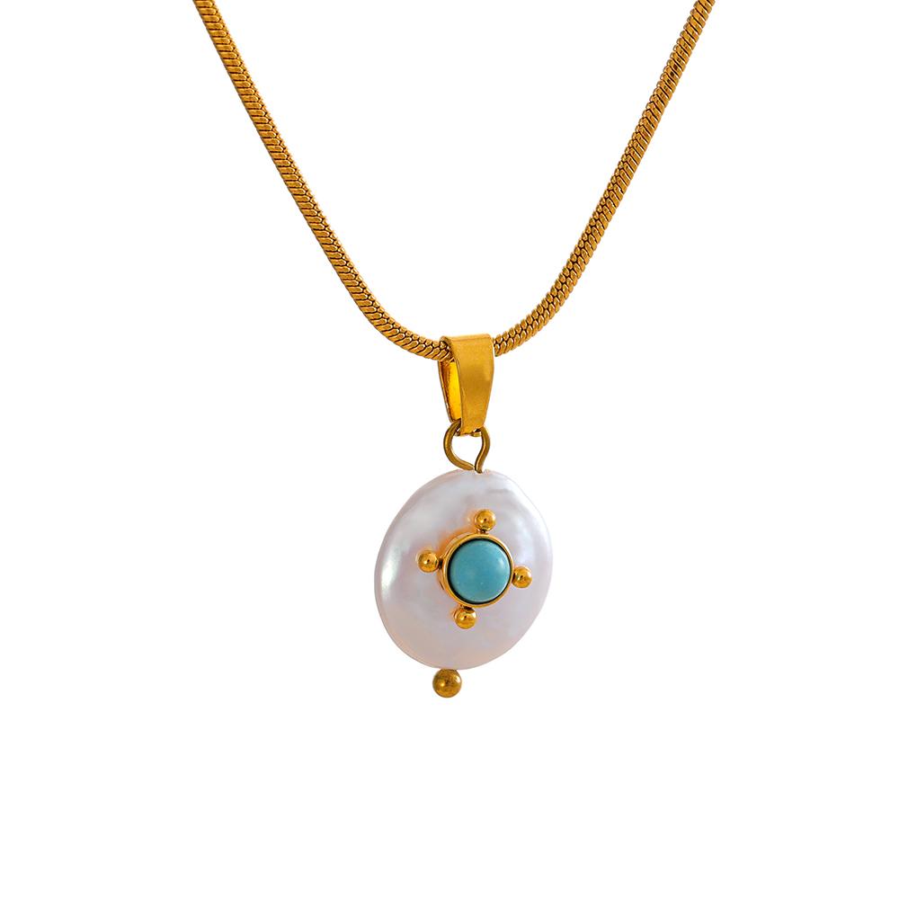 

Yhpup Stainless Steel Natural Freshwater Pearls Charm Pendant France Necklace Waterproof Hypoallergenic Stylish Jewelry for Wome