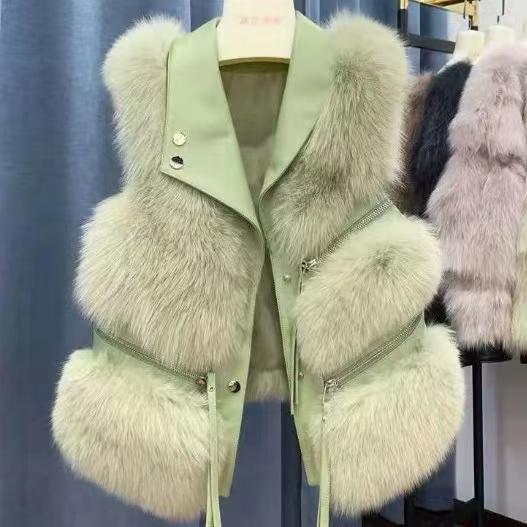 Faux Fur Winter Short Vest Jacket for Women Warm Coat