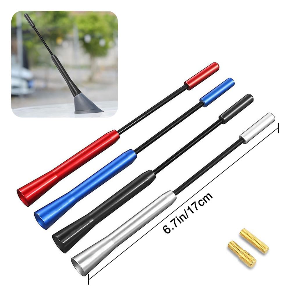 Kurze Antenne für Auto AM FM Antenne Universal Hohe Empfindlichkeit Mast Kohlefaser Stubby Autoante (blau)