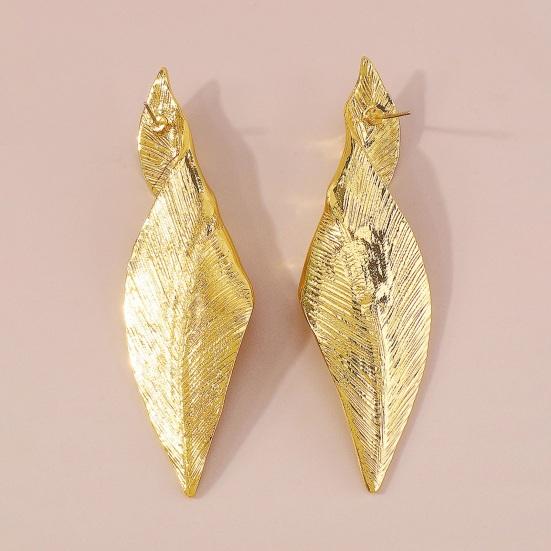 1 Pair Twisted Leaf Earrings Geometric Exaggerate Elegant Shiny Metal Hypoallergenic Women Girls Earrings Fashion Jewelry Accessories Gift