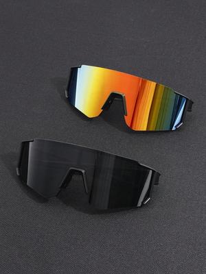 Gafas clásicas reflectantes con espejo envolvente estilo punk para hombre y mujer, 2 unidades, para montar al aire libre, acampar y esquiar.