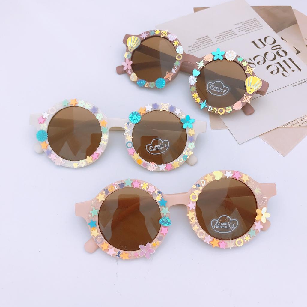 Children'S Sunglasses Diy Cute Glasses Ocean Piece Jewelry Accessories Beach Sunglasses Girls Glasses