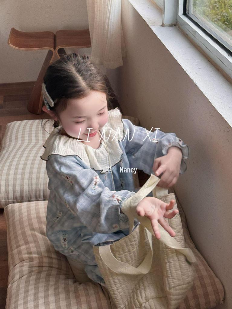 Autumn 2025 Baby Princess Pajama Set: Ruffle Edge, Peter Pan Collar, Cute Sleepwear 85025