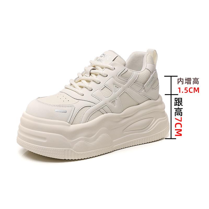 

2025 autumn and winter new inner height increase 8cm women s casual board shoes muffin platform white shoes children s shoes versatile 34