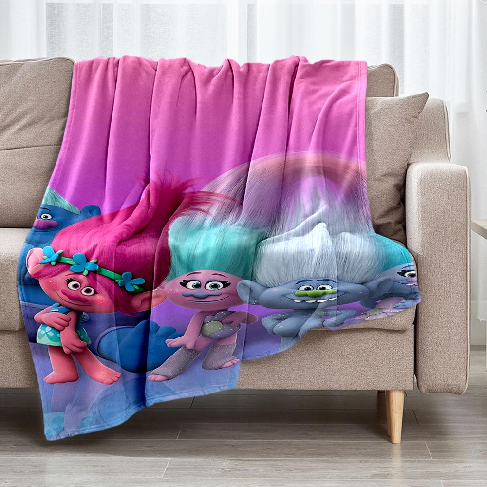 Trolls Theme Printed Blanket - Perfect for Couch, Bed, Travel & Outdoor Use | Machine Washable, Cozy & Durable.