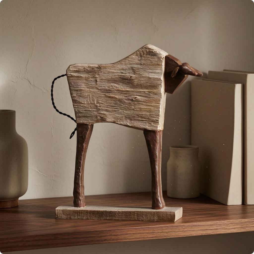 Standing Tabletop Ornament Understated WoodGrain Animal Figurine Horse