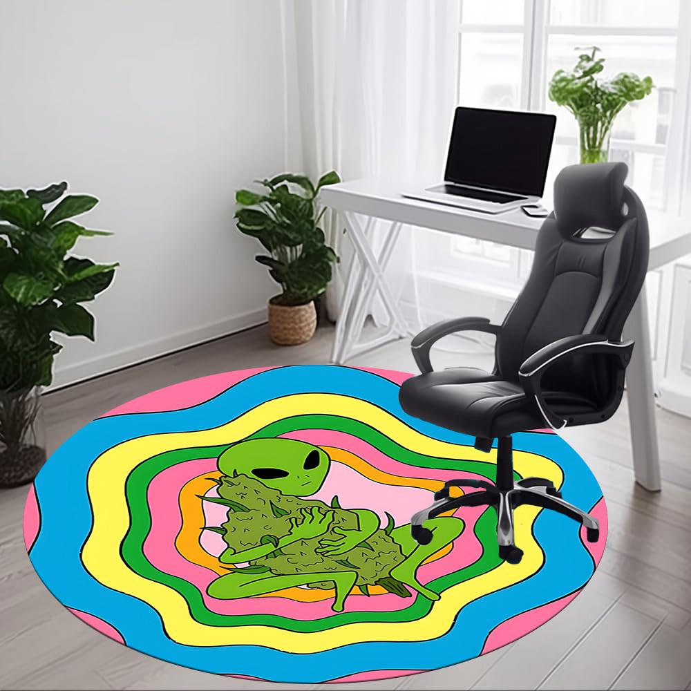 1PC Alien Print Chair Carpet for Office, Indoor Non-Slip Washable Carpet, Soft Comfortable Mat For Office Room Yy250930219