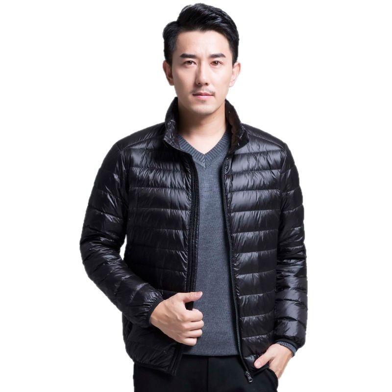 IkTok Herbst- und Winter-Daunenjacke Herren kurz große Größe leicht kalt und warm weiße Entendaunen Stehkragenjacke