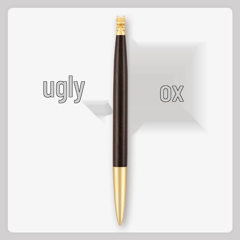 Brass Zodiac Sign Calligraphy Pen - Sandalwood Engraving 