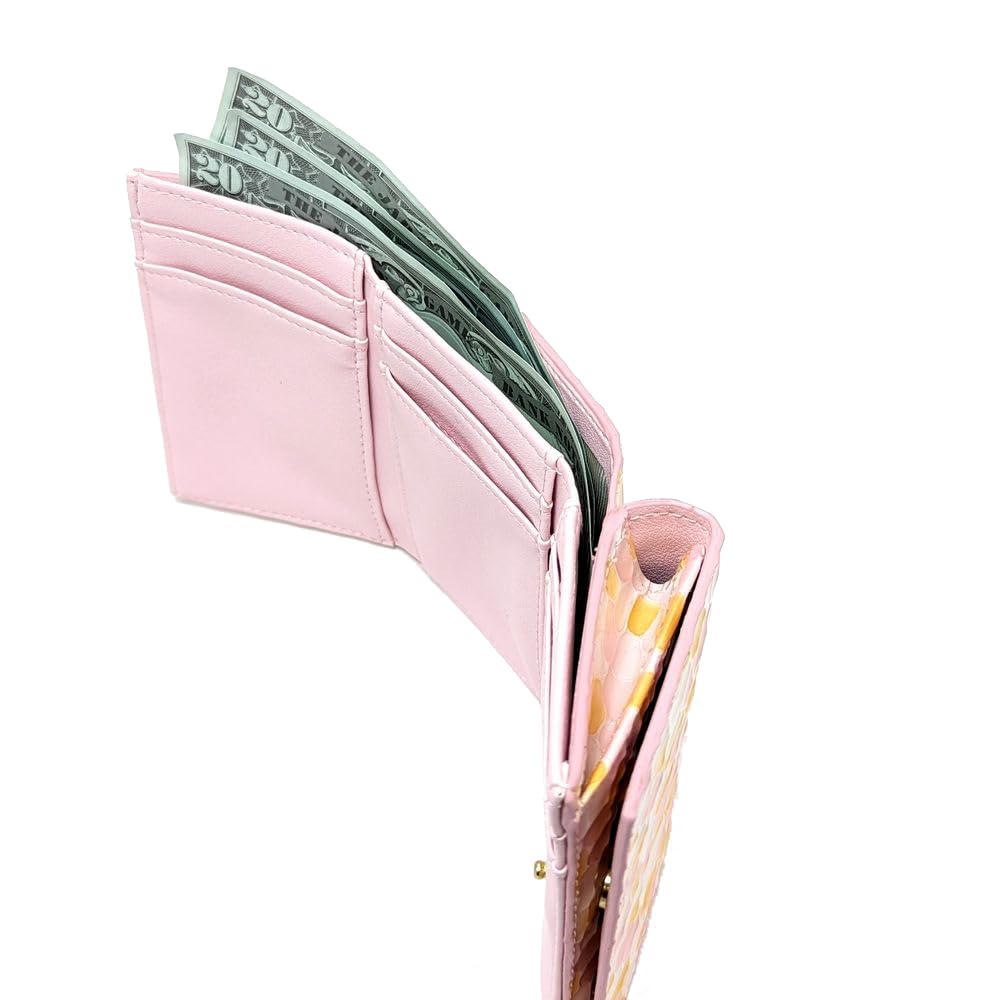 Karukuru Stained Glass Mini Wallet for Women, FRS-EN008, Pink