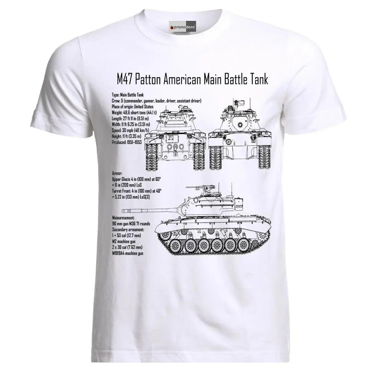 

US Army M47 Patton Tank Blueprint TShirt 100 Cotton ONeck Summer Short Sleeve Casual Mens Tshirt Size S3XL S