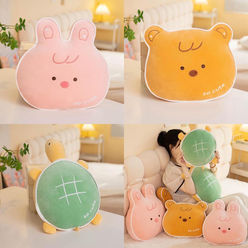 Adorable Plush Cartoon Rabbit Turtle Bear Stuffed Animal Pillow For Girls 35cm 45cm