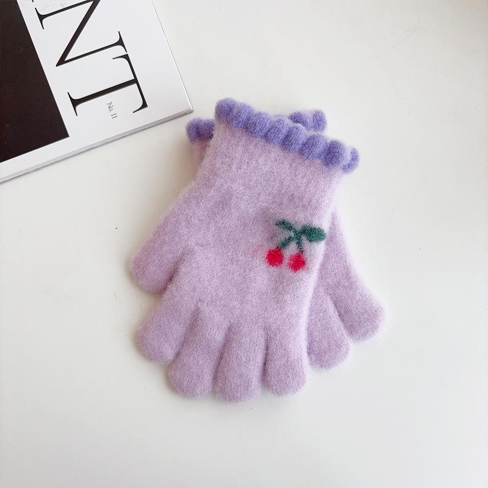 Süßkirsche Kinder Warme Handschuhe  Verdickt für Winter Kälteschutz  Anti-Erfrierungs Hände für Jungen und Mädchen  Fünf Finger zum Radfahren