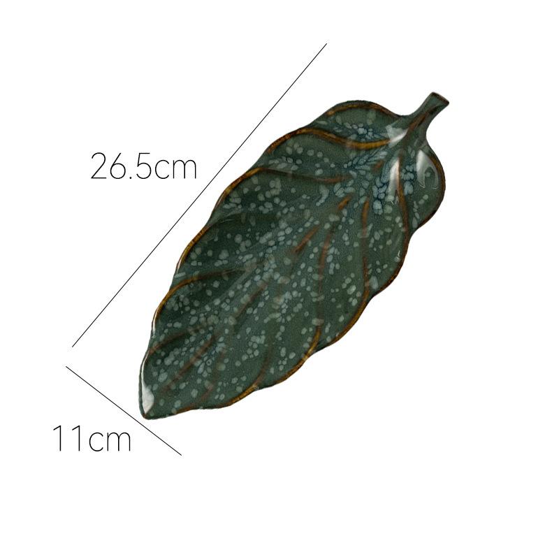 Ceramic Japanese leaf plate Home cooking Dim sum Snack plate Dining room Small crowd characteristic Yaobian dumpling plate