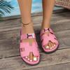 New Large Size Word with Slippers Women's Simple Summer Versatile Outer Wear Non-slip Velcro Soft Bottom Cool
